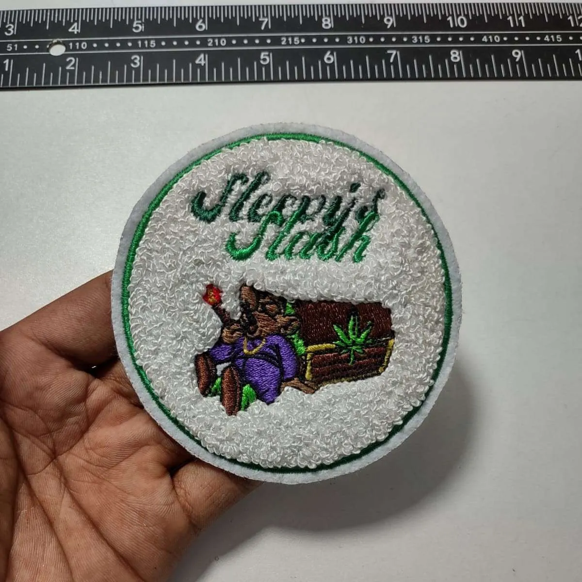 Traditional chenille patches with fuzzy texture for letterman jackets and varsity wear